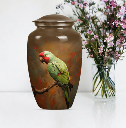  Macaw Parrot Urn with Wolf Howling 