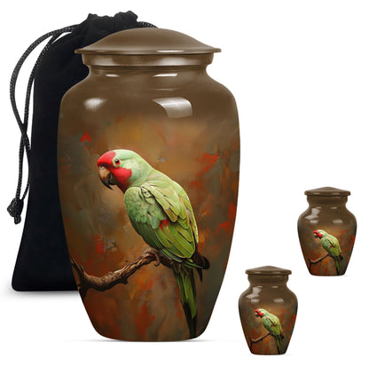  Macaw Parrot Urn with Wolf Howling 