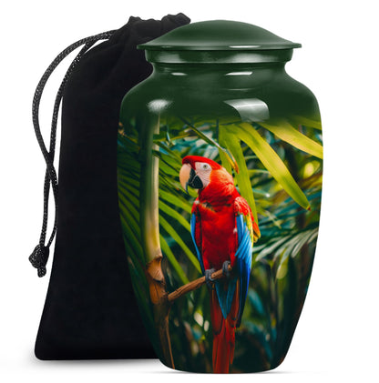 Classic Macaw Parrot Urn, for burial of cremation ashes.
