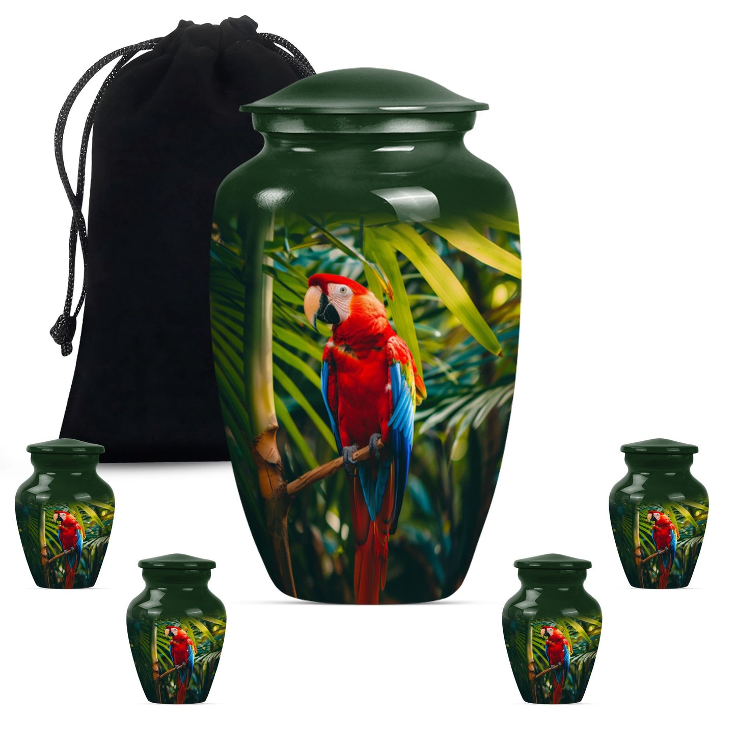 Classic Macaw Parrot Urn, for burial of cremation ashes.