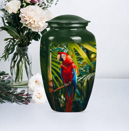 Classic Macaw Parrot Urn, for burial of cremation ashes.
