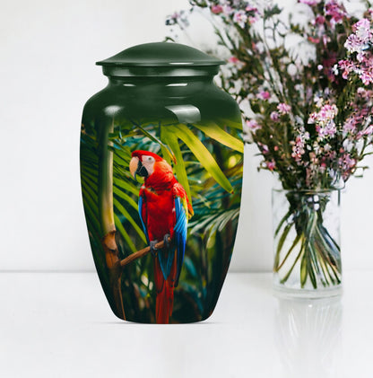 Classic Macaw Parrot Urn, for burial of cremation ashes.