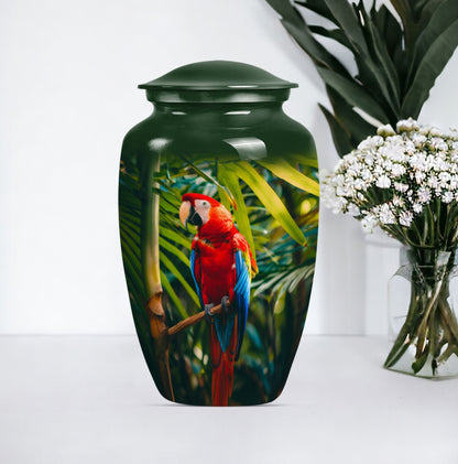 Classic Macaw Parrot Urn, for burial of cremation ashes.