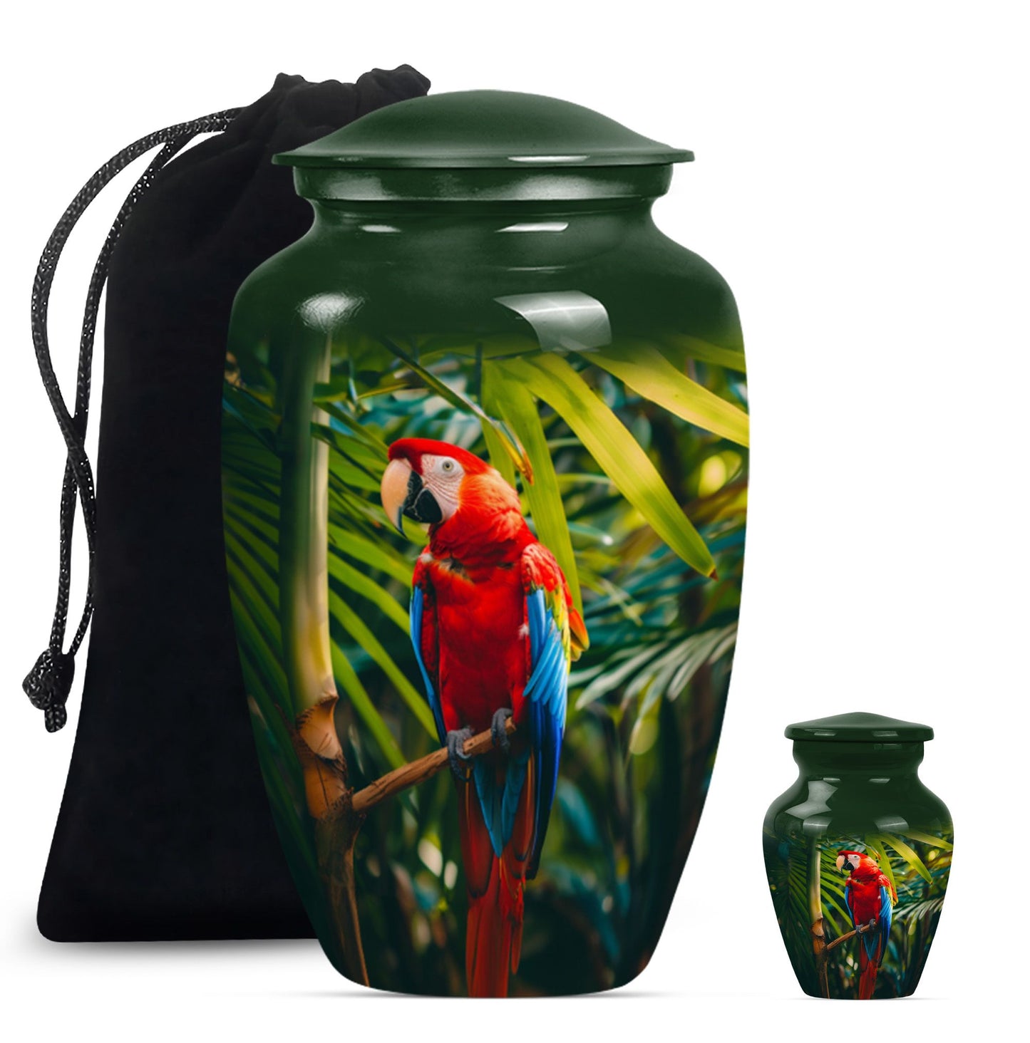 Classic Macaw Parrot Urn, for burial of cremation ashes.