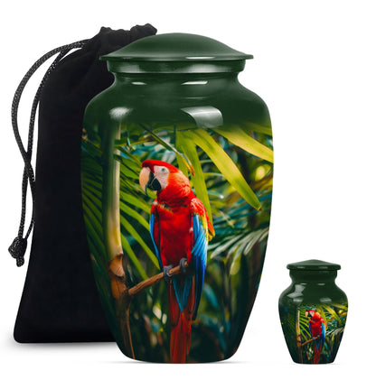 Classic Macaw Parrot Urn, for burial of cremation ashes.