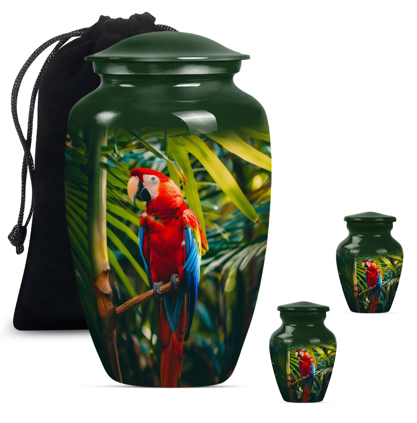 Classic Macaw Parrot Urn, for burial of cremation ashes.