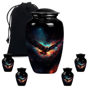 10 inch large Urn with 4 Keepsake 3 Inch Urns
