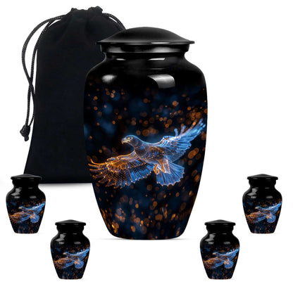 Eagle Theme Large Urn With 4 Keepsake Urn