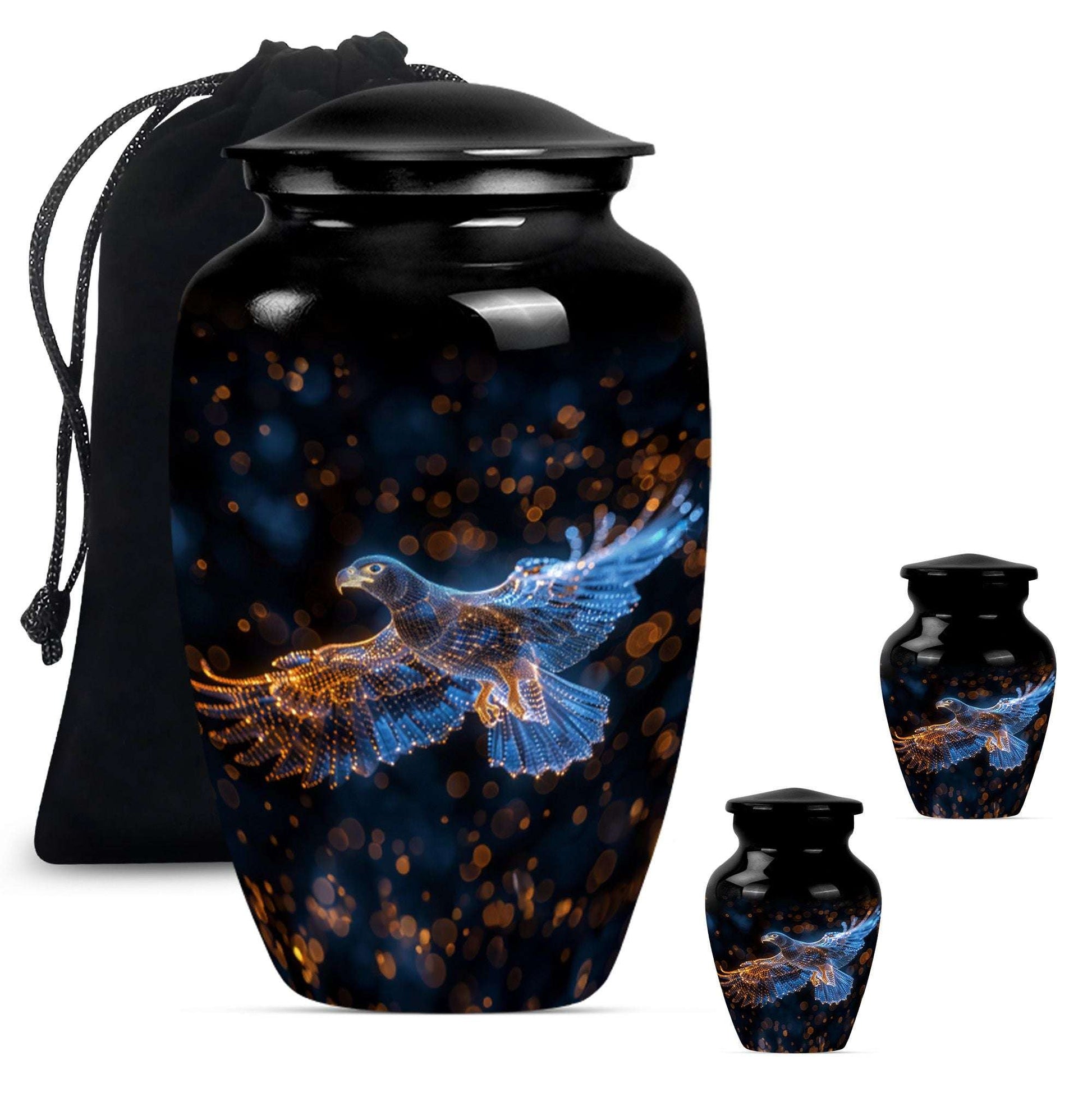 Eagle Theme Large Urn With 2 Keepsake Urn