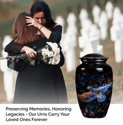 10 inch EAGLE Urn, Classic design with Wolf Howling theme.