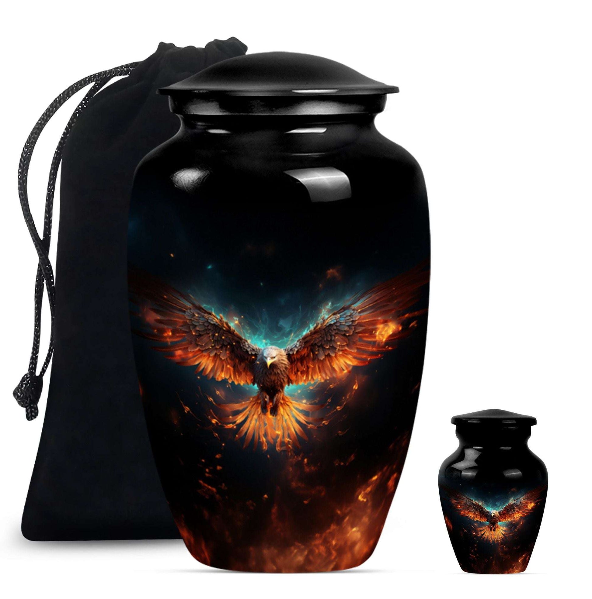Eagle Theme Large Urn With 1 Keepsake Urn