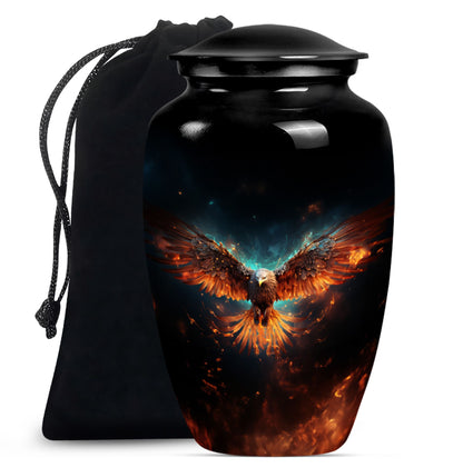 EAGLE Urn, a classic wolf howling-themed memorial urn.