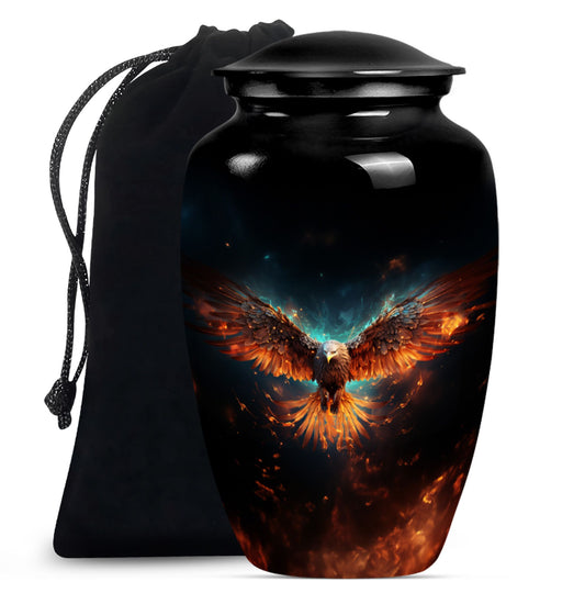 EAGLE Urn, a classic wolf howling-themed memorial urn.