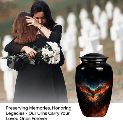 EAGLE Urn, a classic wolf howling-themed memorial urn.