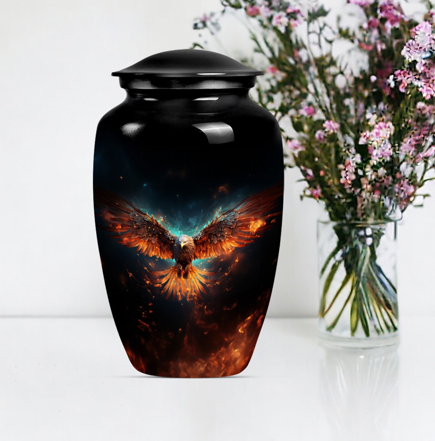 EAGLE Urn, a classic wolf howling-themed memorial urn.