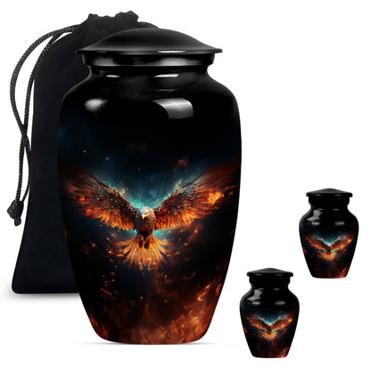 EAGLE Urn, a classic wolf howling-themed memorial urn.