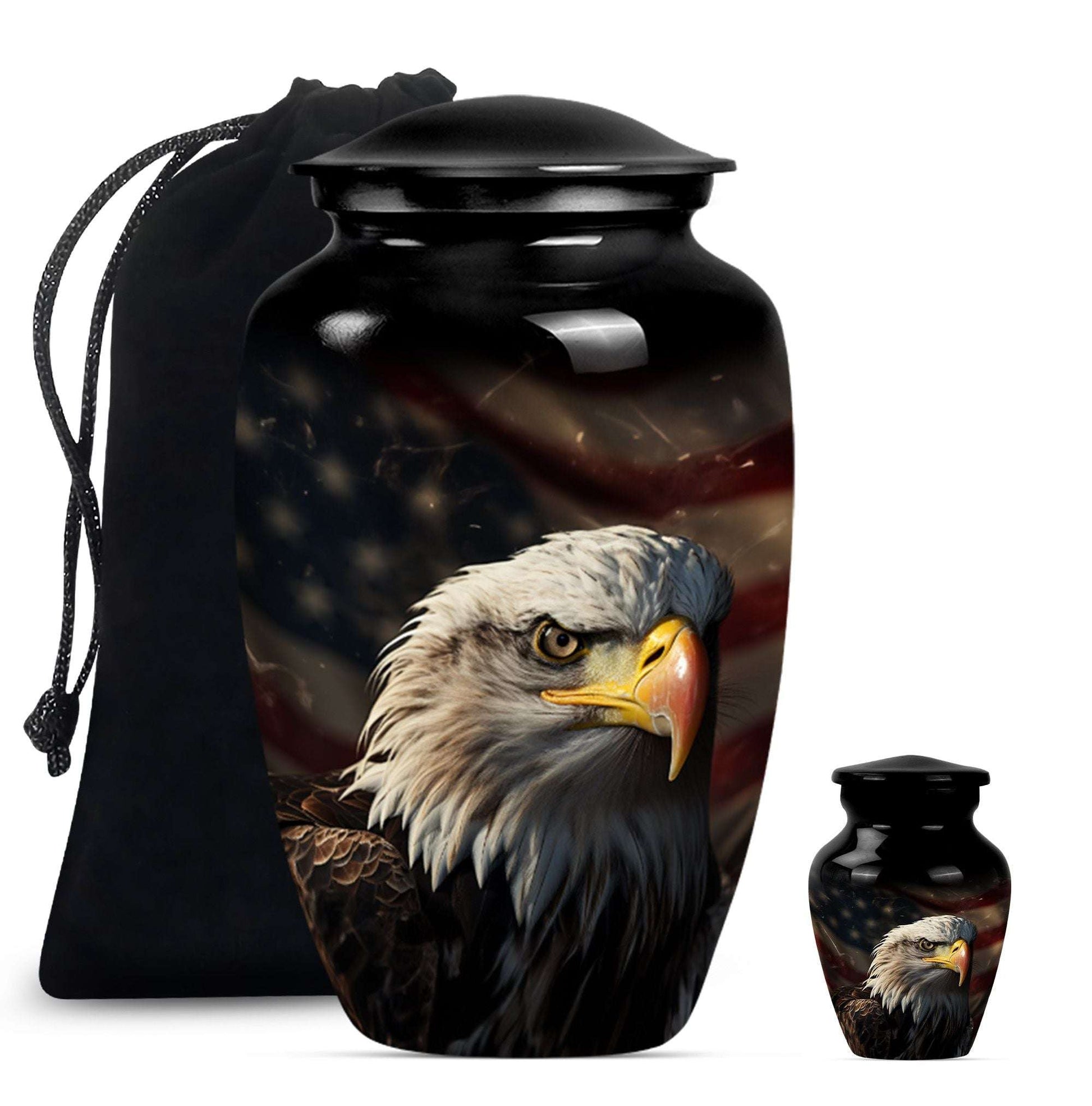 Eagle Theme Large Urn With 1 Keepsake Urn