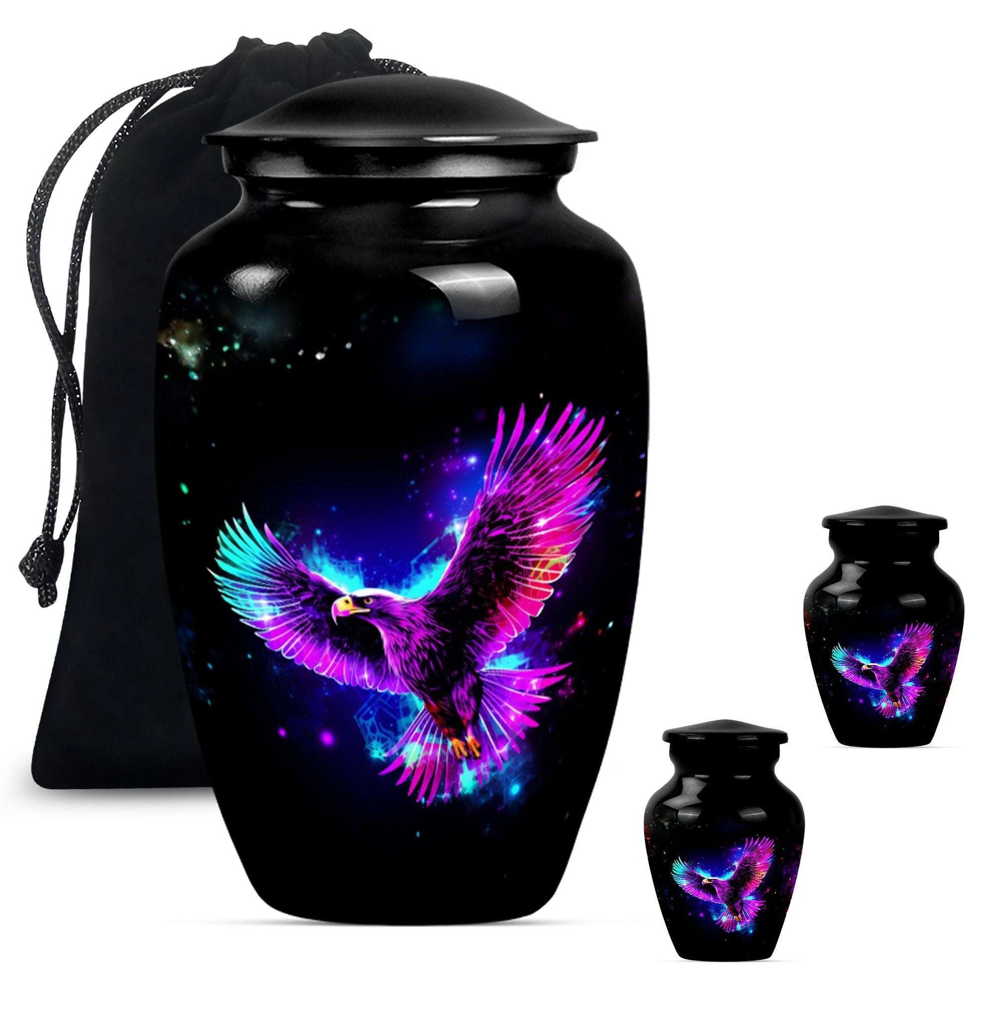Eagle Theme Large Urn With 2 Keepsake Urn