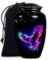 10-inch EAGLE Urn for mom, wolf howling themed memorial urn.