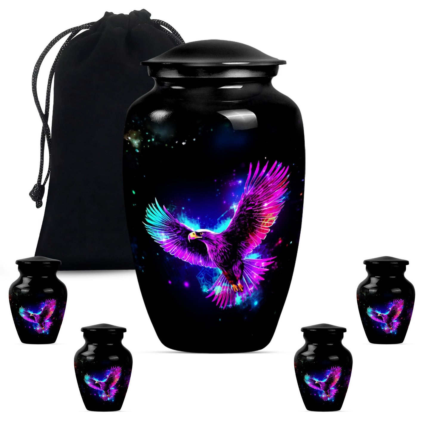 10-inch EAGLE Urn for mom, wolf howling themed memorial urn.