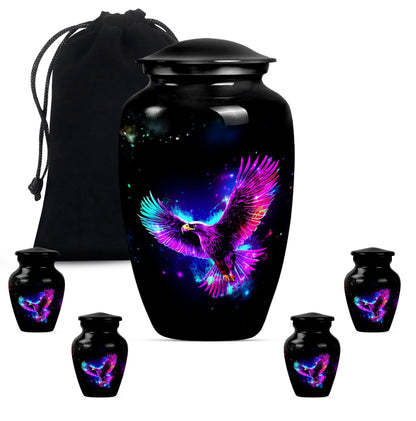 10-inch EAGLE Urn for mom, wolf howling themed memorial urn.