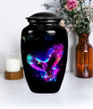 10-inch EAGLE Urn for mom, wolf howling themed memorial urn.