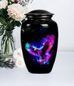 10-inch EAGLE Urn for mom, wolf howling themed memorial urn.