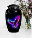 10-inch EAGLE Urn for mom, wolf howling themed memorial urn.