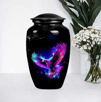 10-inch EAGLE Urn for mom, wolf howling themed memorial urn.