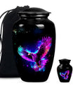 10-inch EAGLE Urn for mom, wolf howling themed memorial urn.