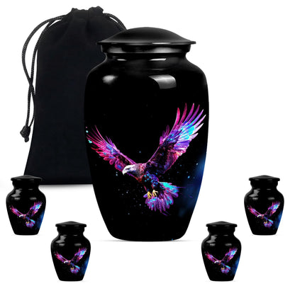 Eagle Theme Large Urn With 4 Keepsake Urn