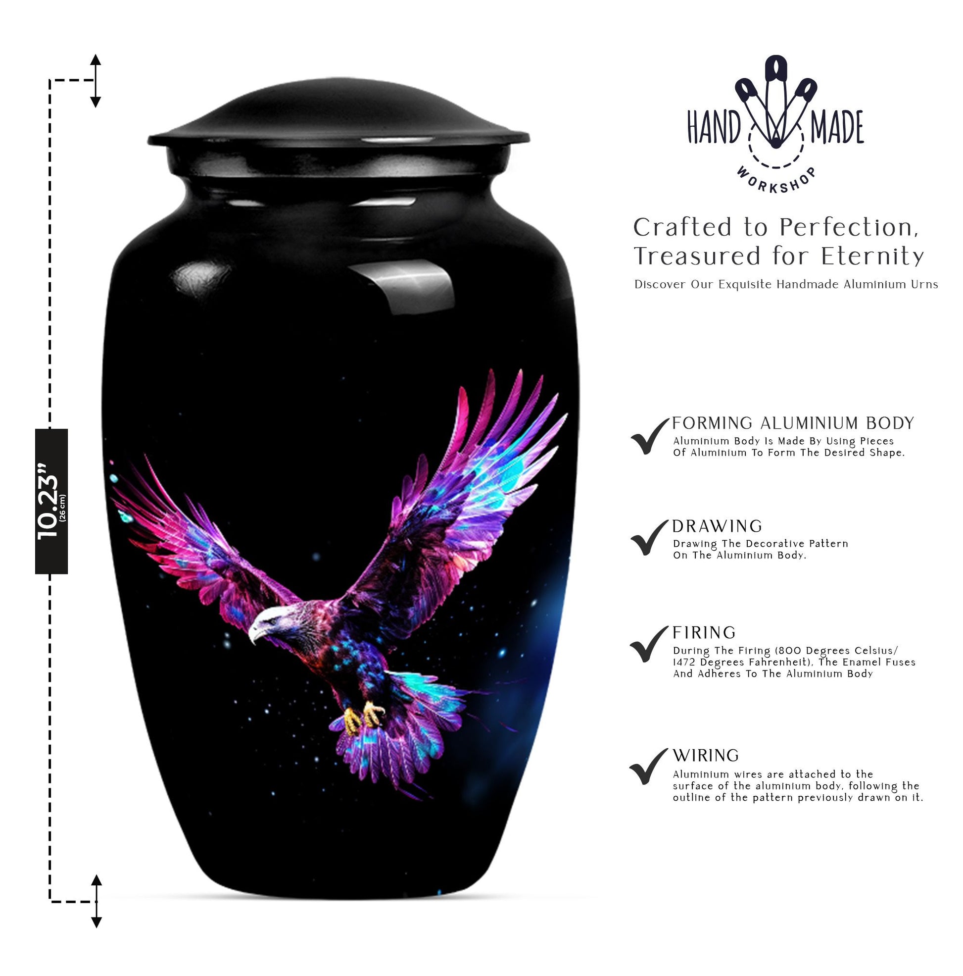 EAGLE burial urn with Wolf Howling