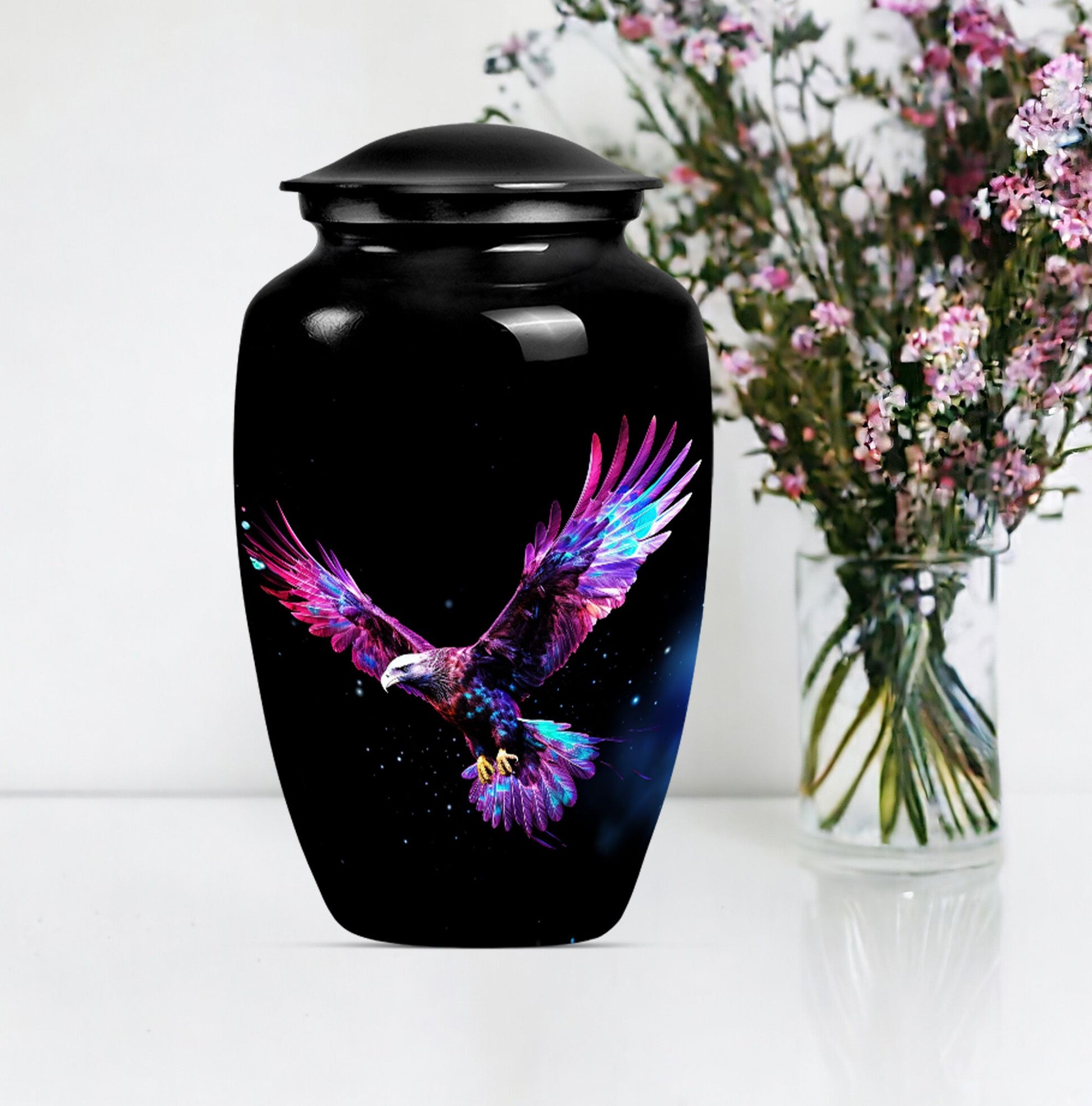 EAGLE burial urn with Wolf Howling