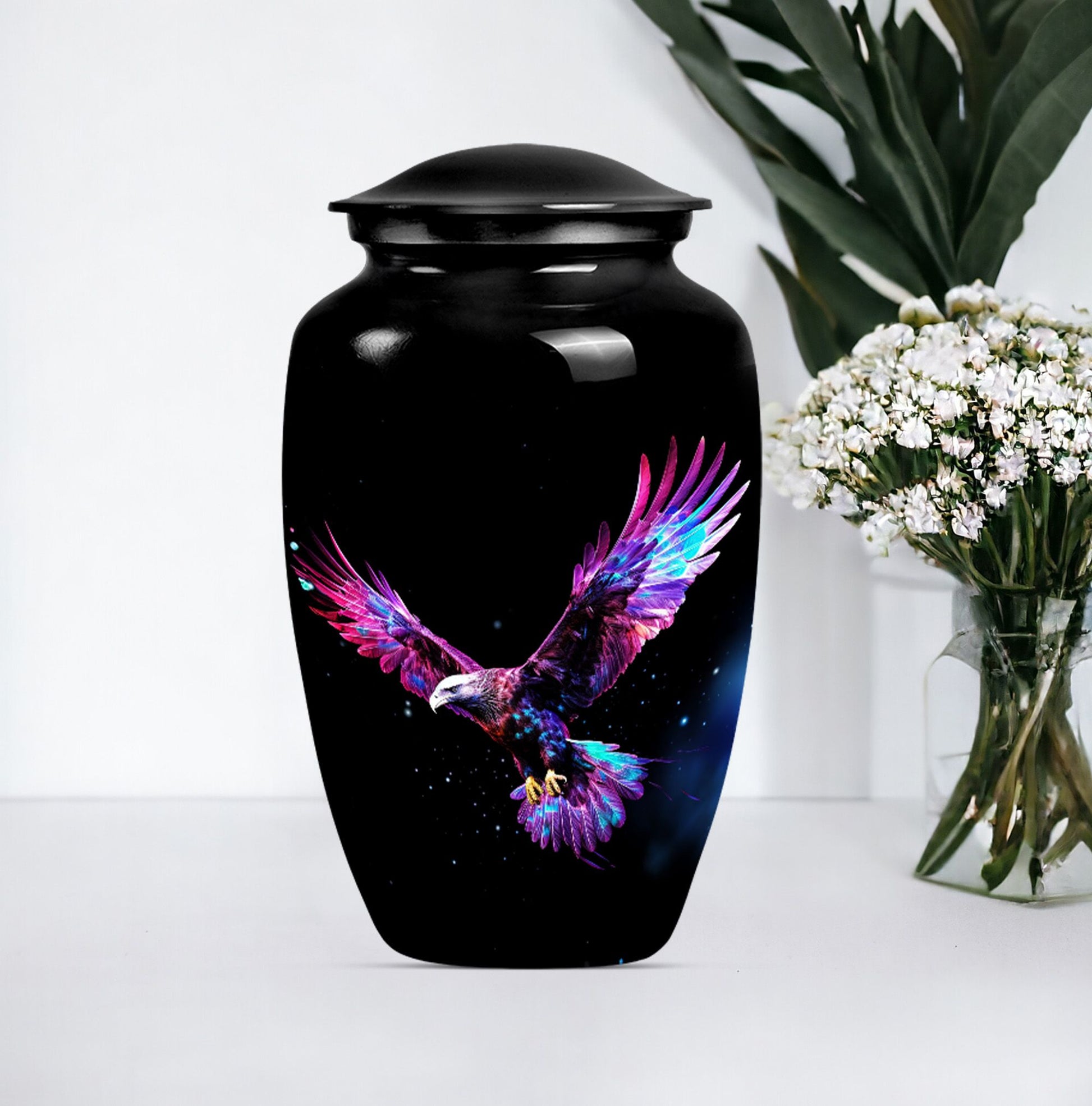 EAGLE burial urn with Wolf Howling