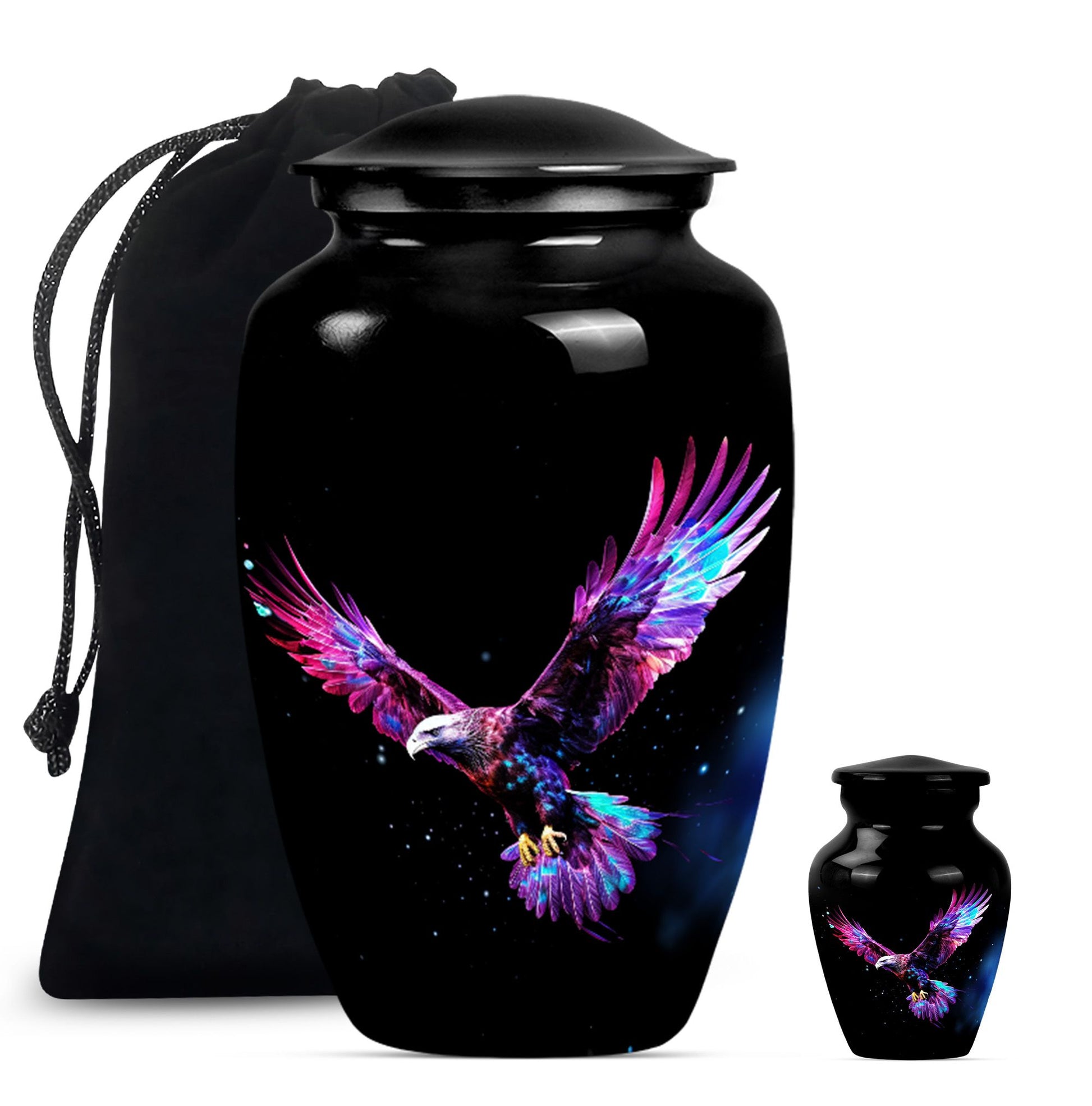 EAGLE burial urn with Wolf Howling