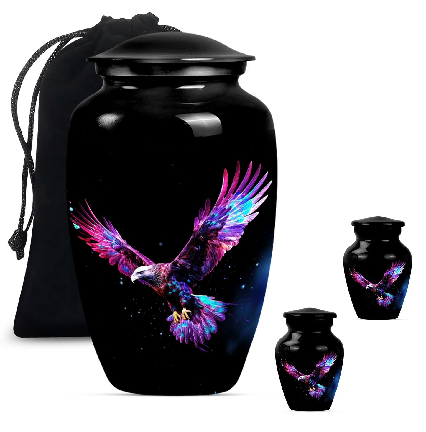 EAGLE burial urn with Wolf Howling