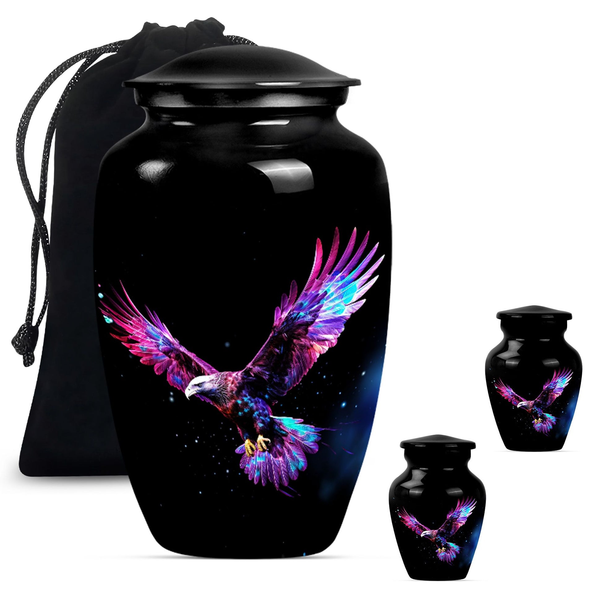 EAGLE burial urn with Wolf Howling