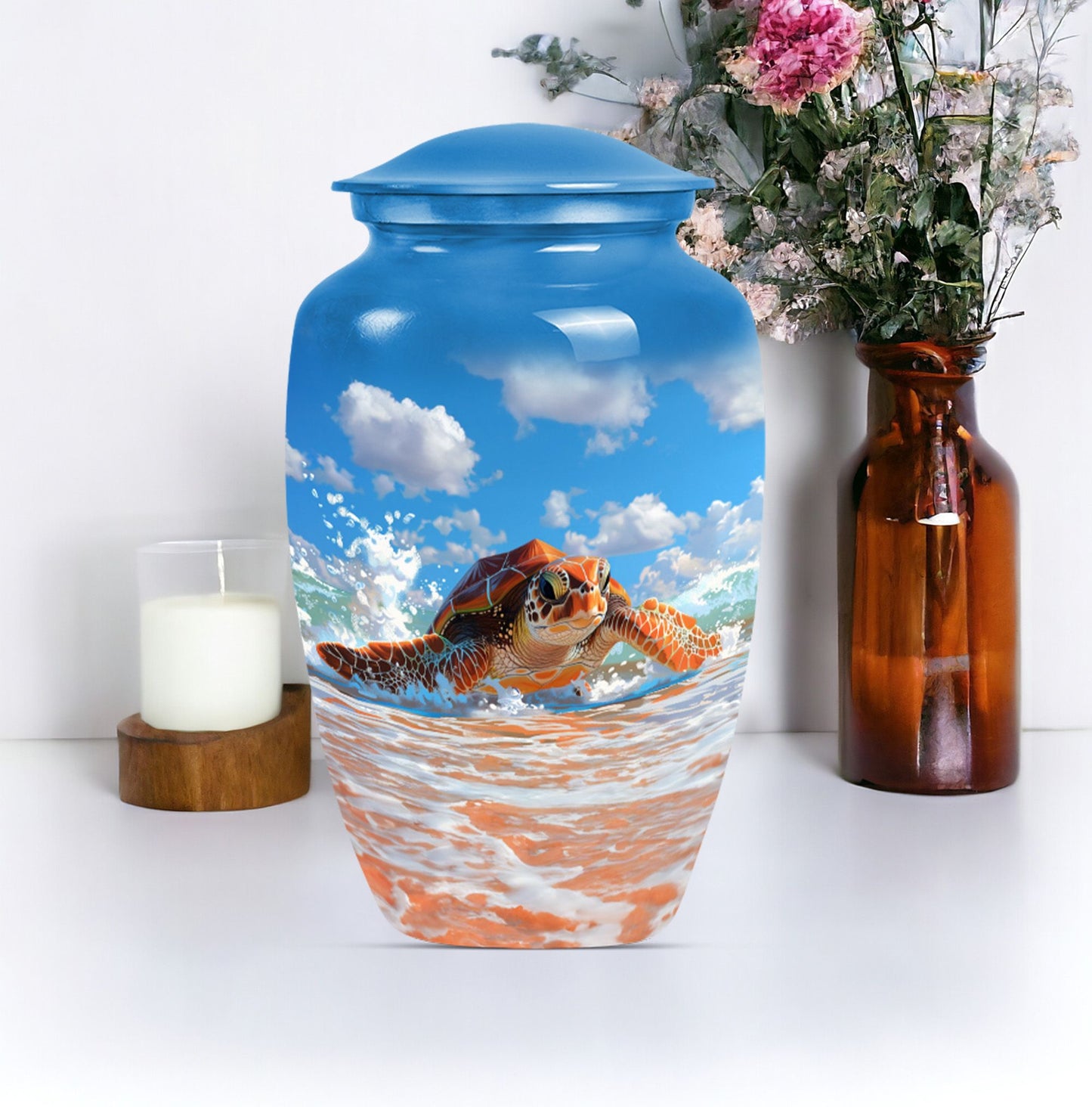 Wolf Howling themed TURTLE Urn