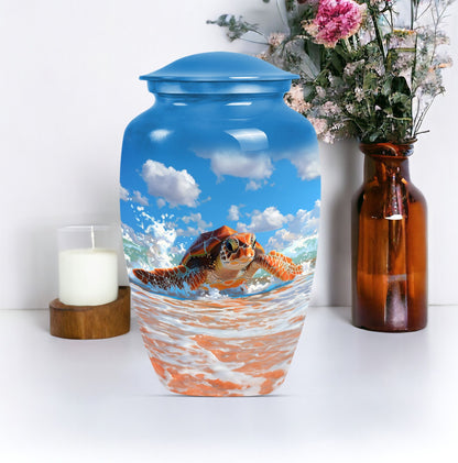 Wolf Howling themed TURTLE Urn