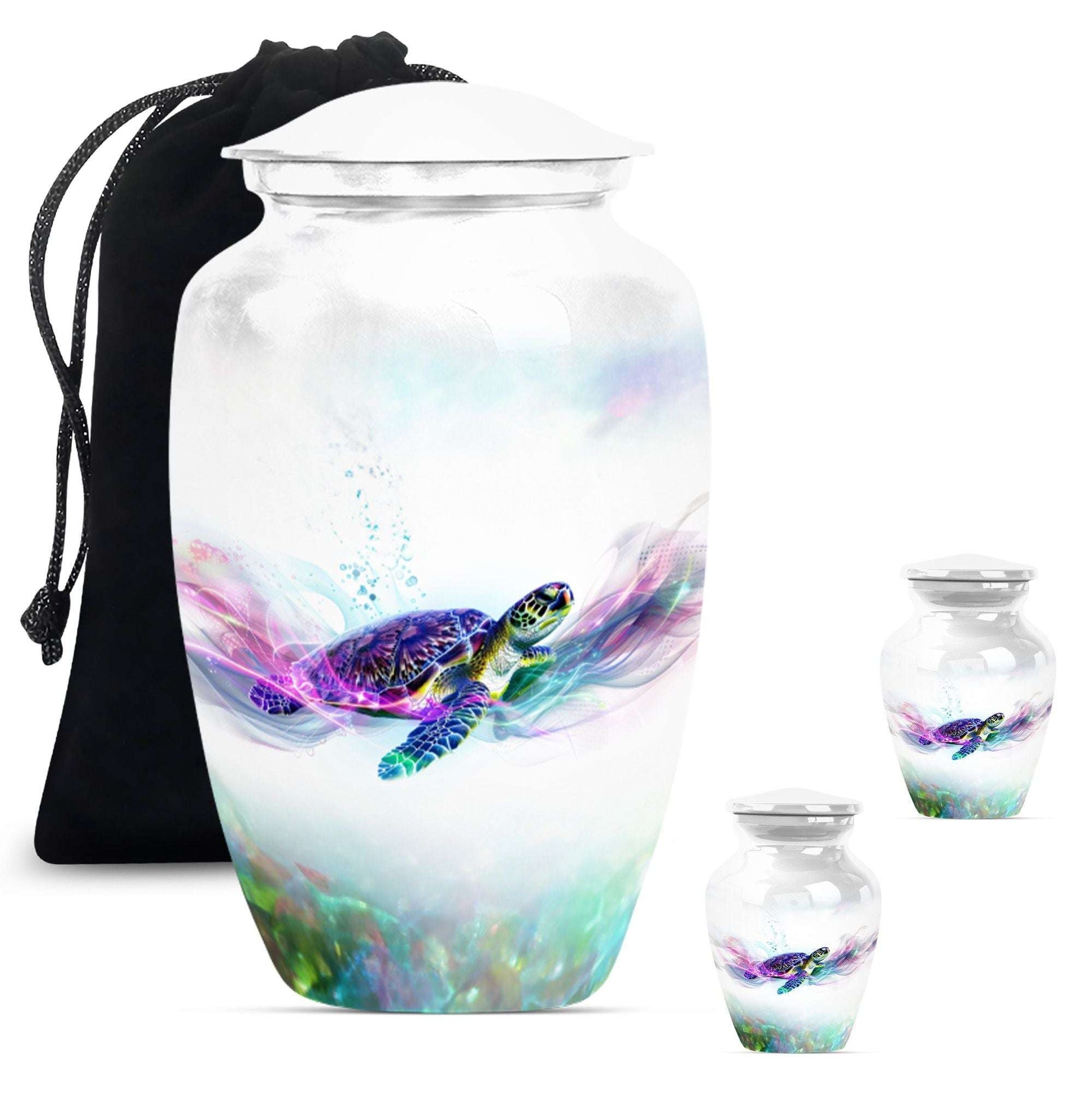 Turtle Theme Large Urn With 2 Keepsake Urn