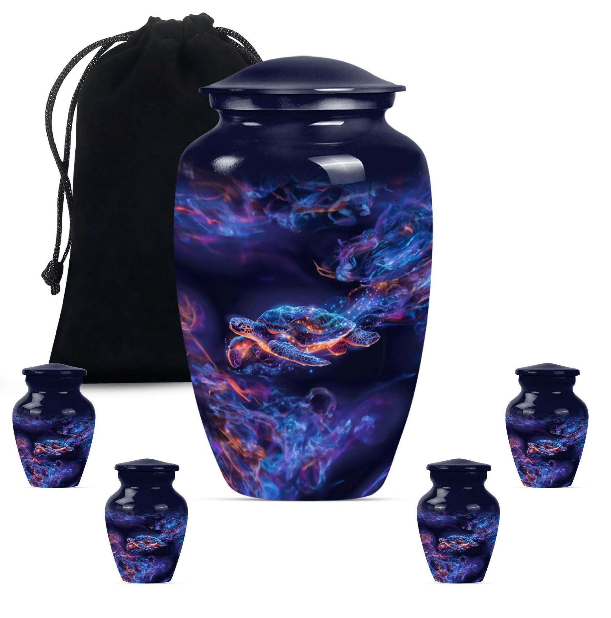 Turtle Theme Large Urn With 4 Keepsake Urn