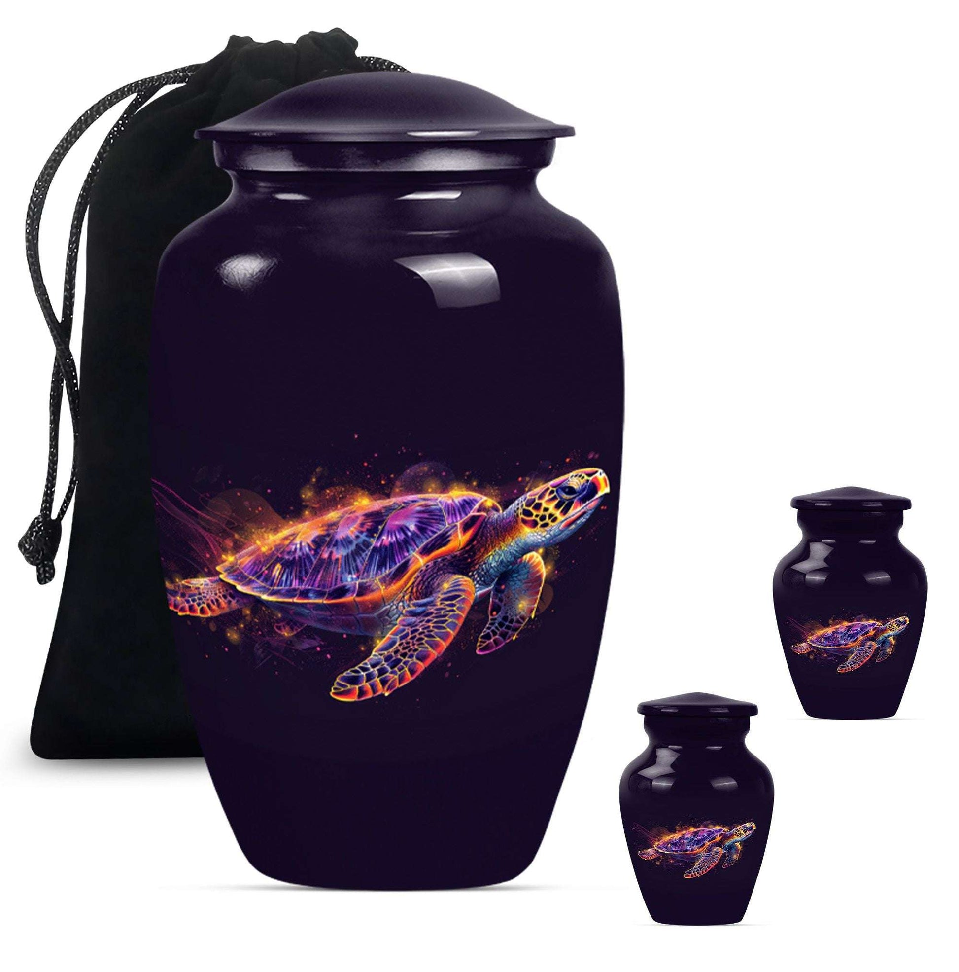 Turtle Theme Large Urn With 2 Keepsake Urn