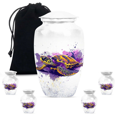 Turtle Theme Large Urn With 4 Keepsake Urn