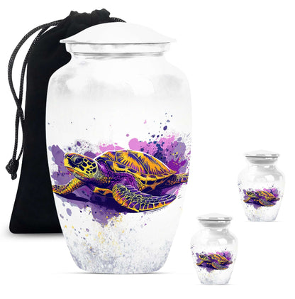 Turtle Theme Large Urn With 2 Keepsake Urn