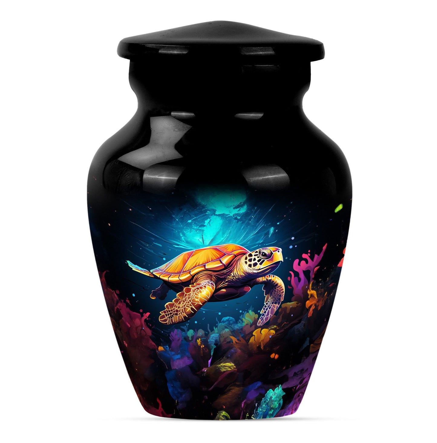 TURTLE urn, large classic aluminium cremation urn.