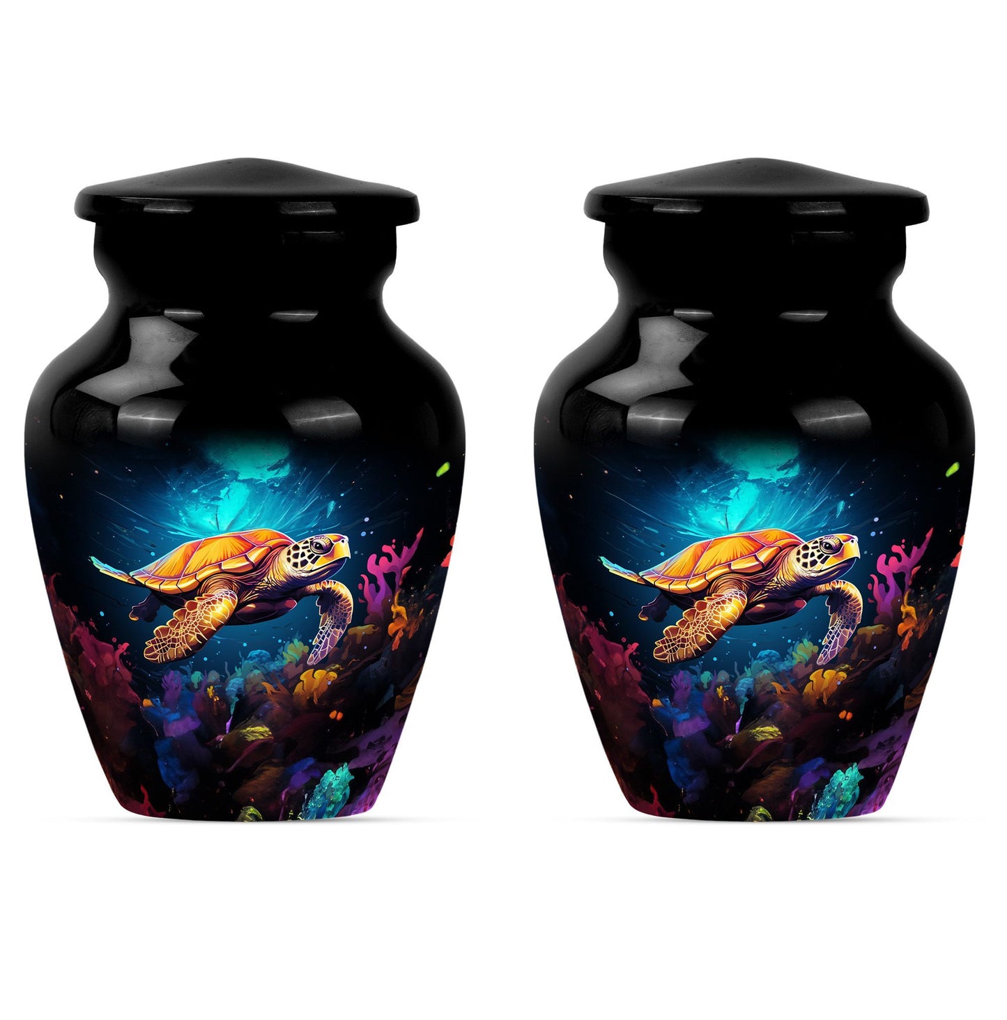 TURTLE urn, large classic aluminium cremation urn.