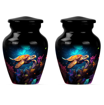 TURTLE urn, large classic aluminium cremation urn.