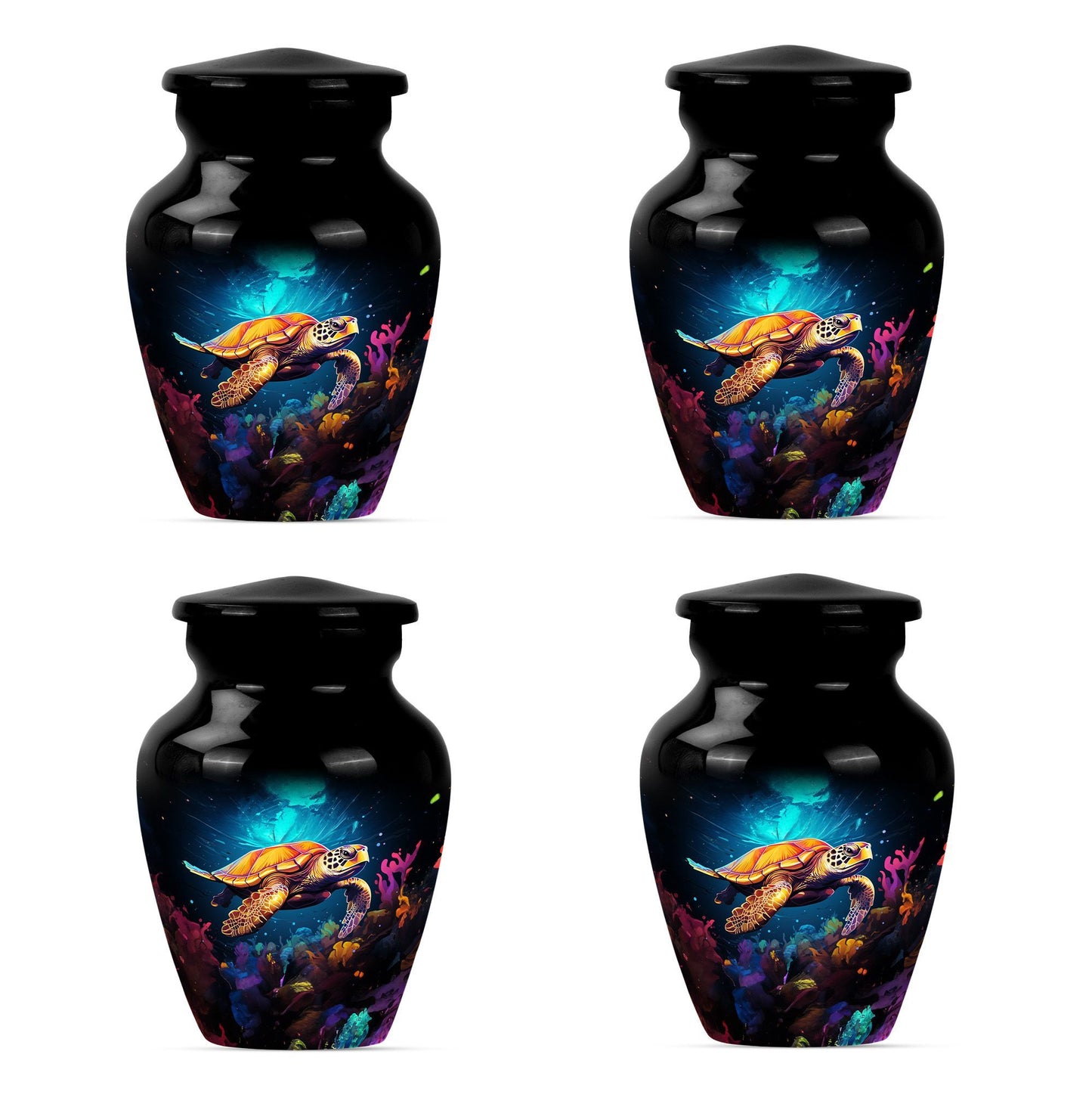 TURTLE urn, large classic aluminium cremation urn.
