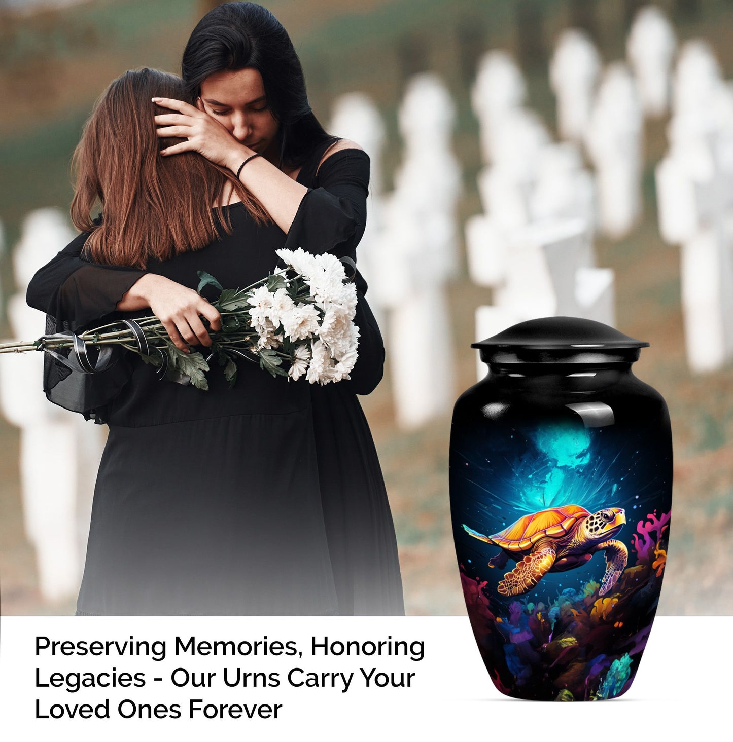 TURTLE urn, large classic aluminium cremation urn.