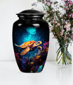 TURTLE urn, large classic aluminium cremation urn.